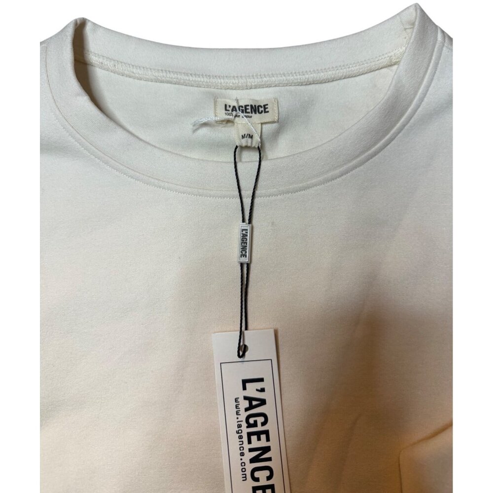 L’AGENCE Luvia Ivory Cropped Sweatshirt Rare Sold-Out Icon New With Tags Medium - Picture 7 of 16